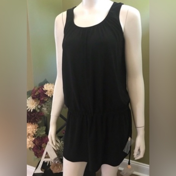White House Black Market Black Swim Coverup Tank Dress Drawstring Gold - Medium - Picture 10 of 11
